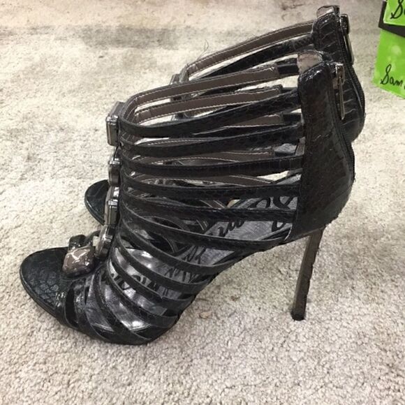 7 SAM EDELMAN snakeskin caged ankle booties EUC - Picture 1 of 6